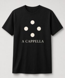 A Cappella Minimalist Vocal Unisex T-Shirt in black with four-dot vocal quartet graphic