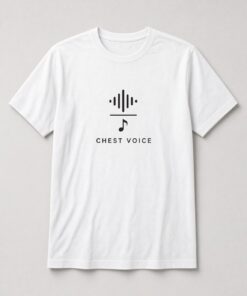 Chest Voice Vocalist Unisex T-Shirt in white with minimal sound wave and music note