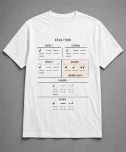 Bridge Only Song Structure Unisex T-Shirt in white with song form chart with the bridge highlighted