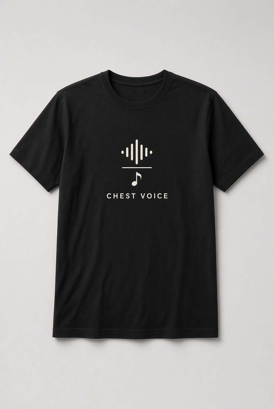 Chest Voice Vocalist Unisex T-Shirt in black with minimal sound wave and music note